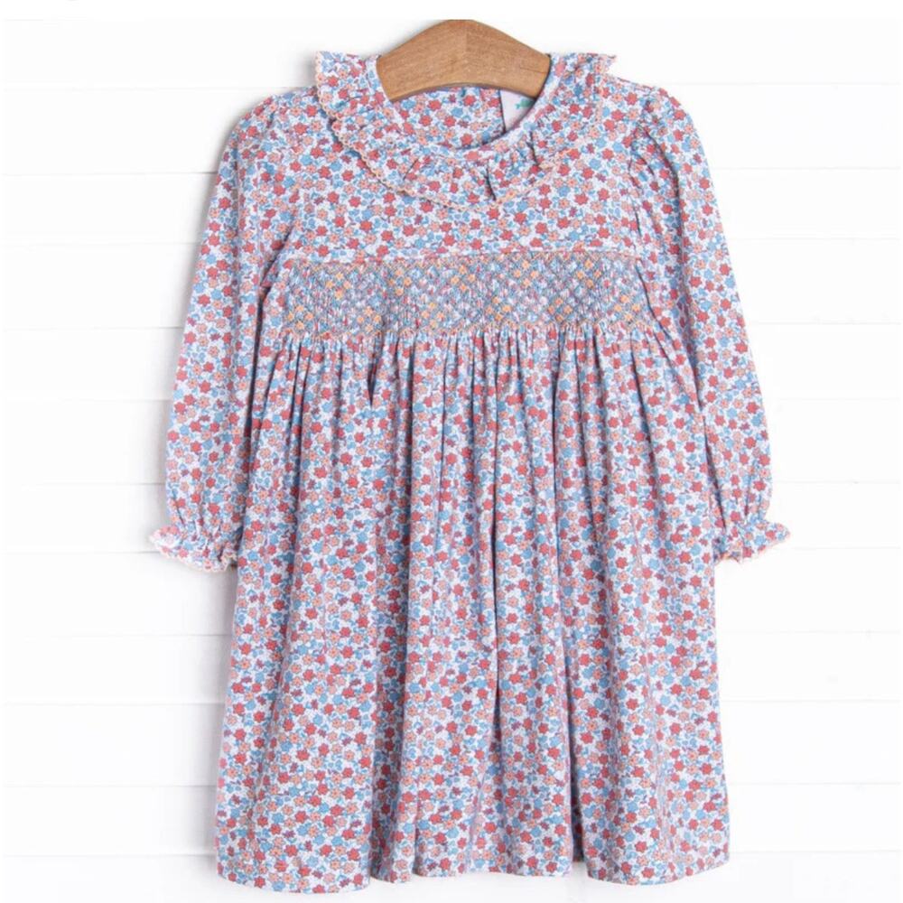 STICHY Fish Peach Petals Smocked Dress, Pink Size 5